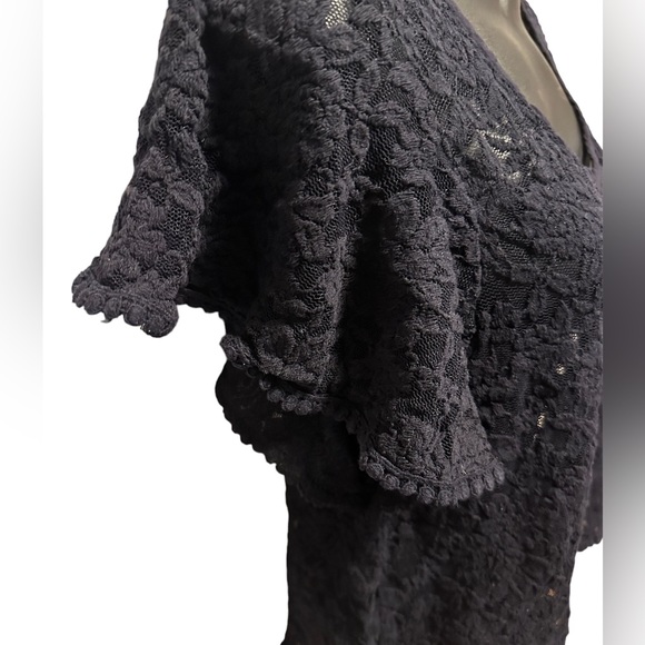 H&M L.O.G.G. Navy Lace Shirt with Loose Sleeves - Picture 5 of 7